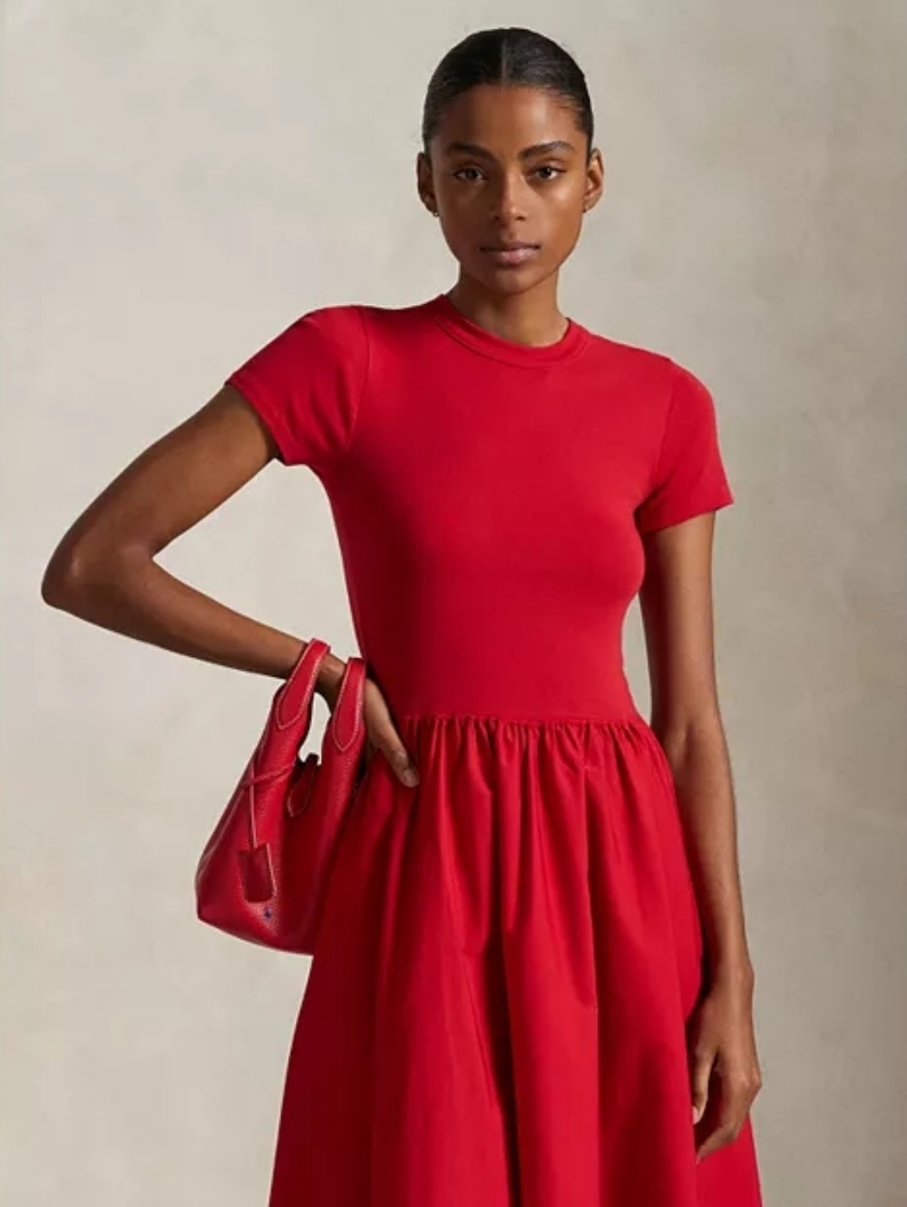 Polo Ralph Lauren Cotton Short Sleeve Dress | Red | S